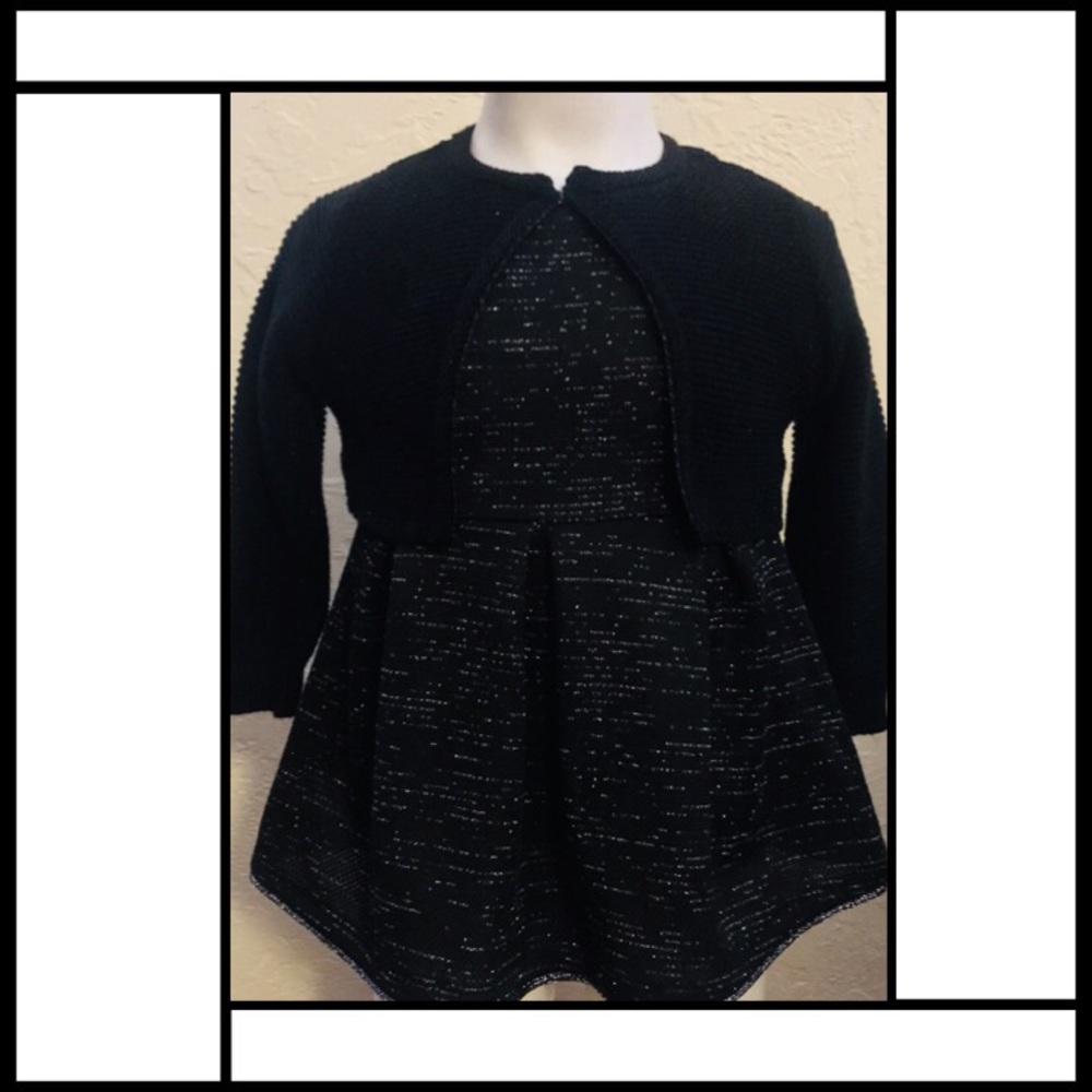 New! Cat & Jack Black Dress w/Cardigan size 18m.